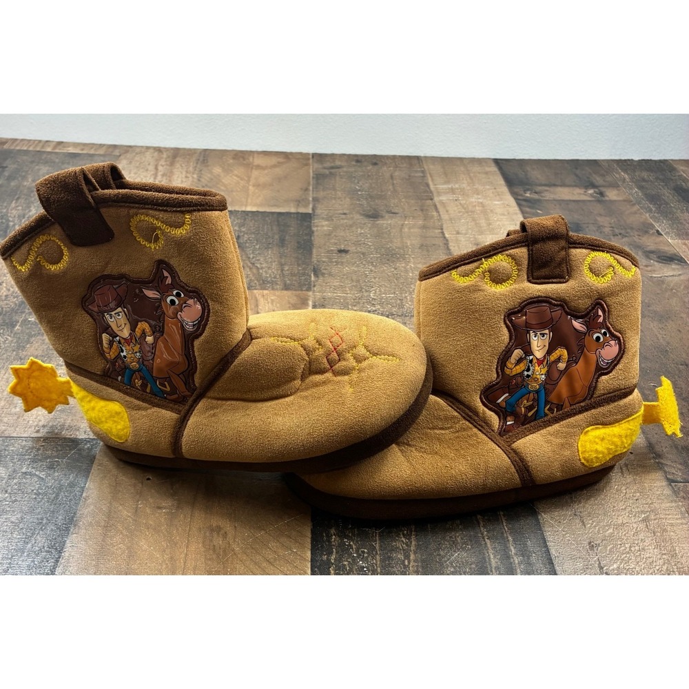 Disney Toy Story 4 Woody Bullseye Cowboy Boot Slippers Kids 13/1 Tan Brown